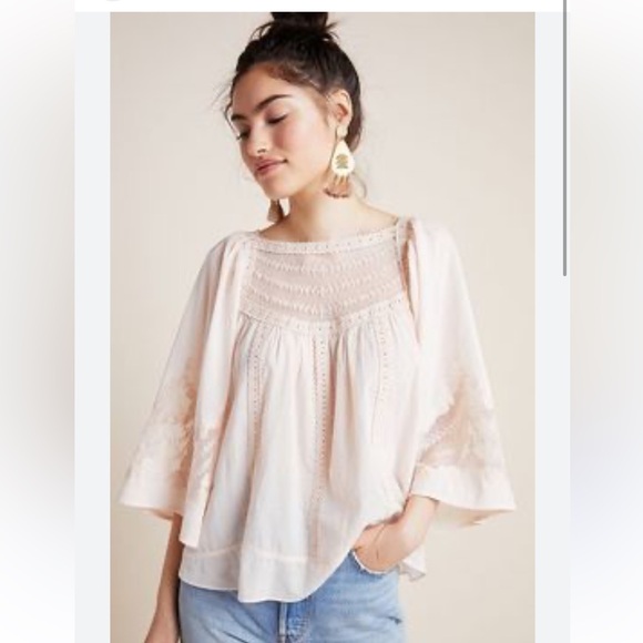 Anthropologie eyelet bell sleeve peasant top - Picture 8 of 8